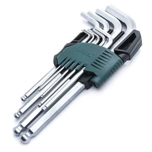 SATA L-kulcs készlet, gömbfej, 9 db, 1,5-10 mm