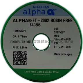   Forrasztóón ólommentes ALPHA SAC305 0,75mm FT-2002 ROSIN FREE/122