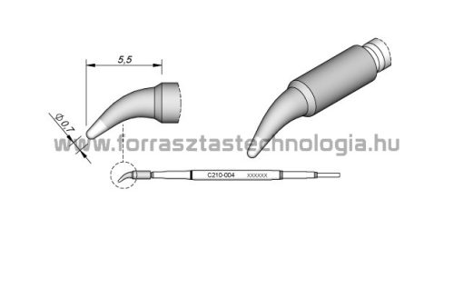 C210-004  Pákahegy hajlított 0,7mm JBC 