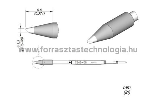 C245-405 Pákahegy JBC 1,5mm csapott